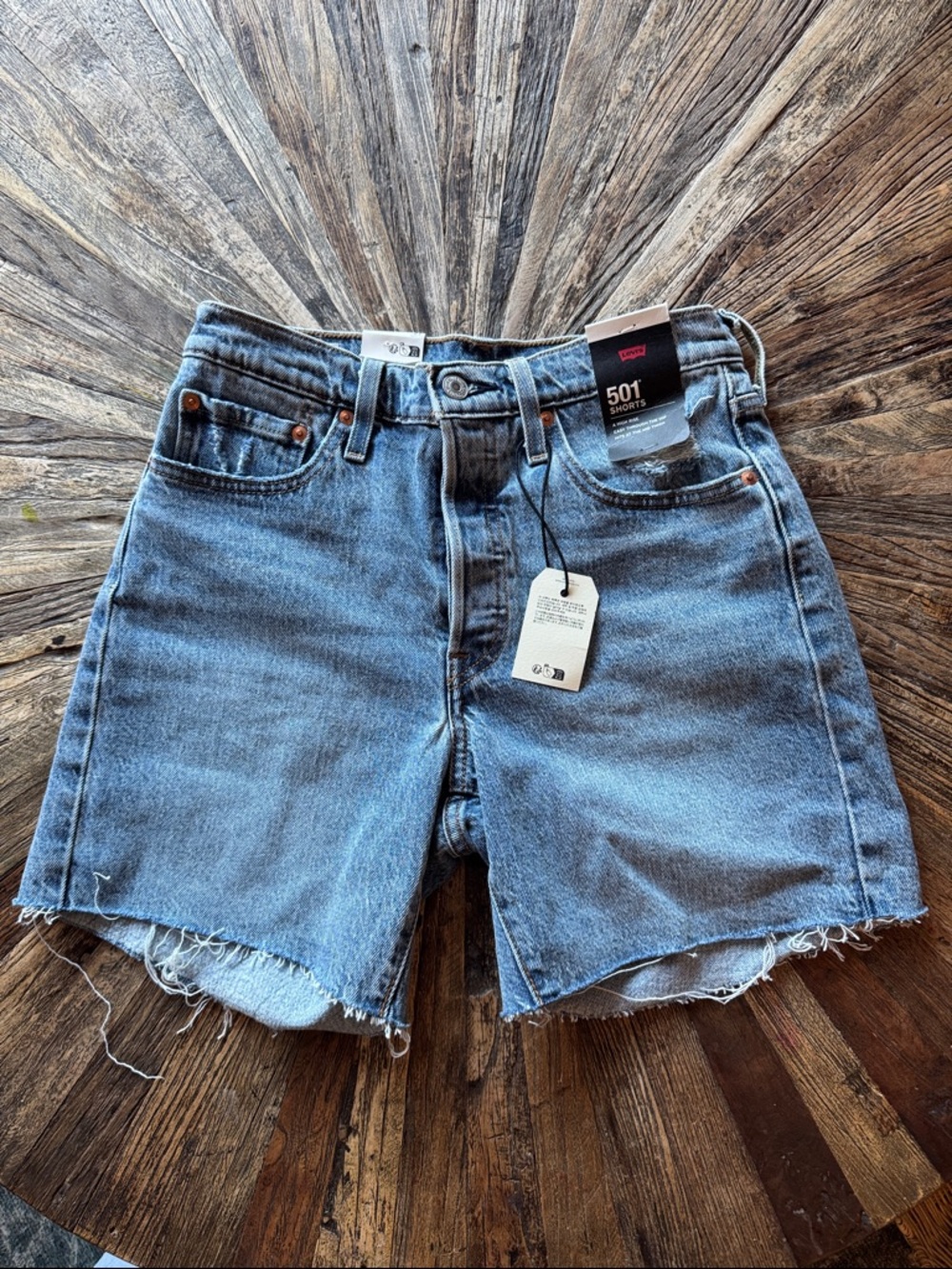 Levi's Light Blue 501 Cutoff Denim Shorts